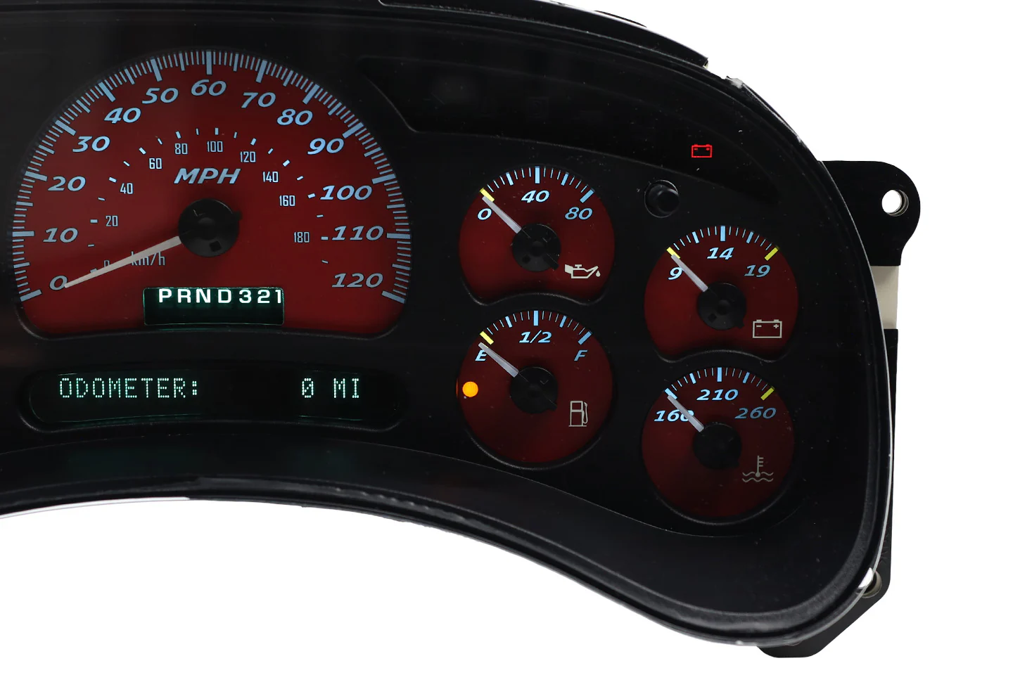 Apex Red Custom Instrument Cluster Replacement - 2003-2006 Chevy Silverado